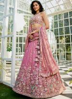 Net Pink Wedding Wear Stone Work Lehenga Choli